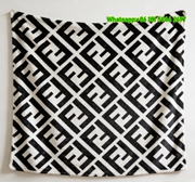 Fendi FF Monogram Black & White Geometric Flannel Sofa Throw Blanket Luxury Designer IMG_9340